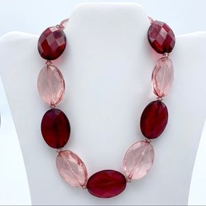 Esmor Pink Red Faceted Beaded Statement Necklace